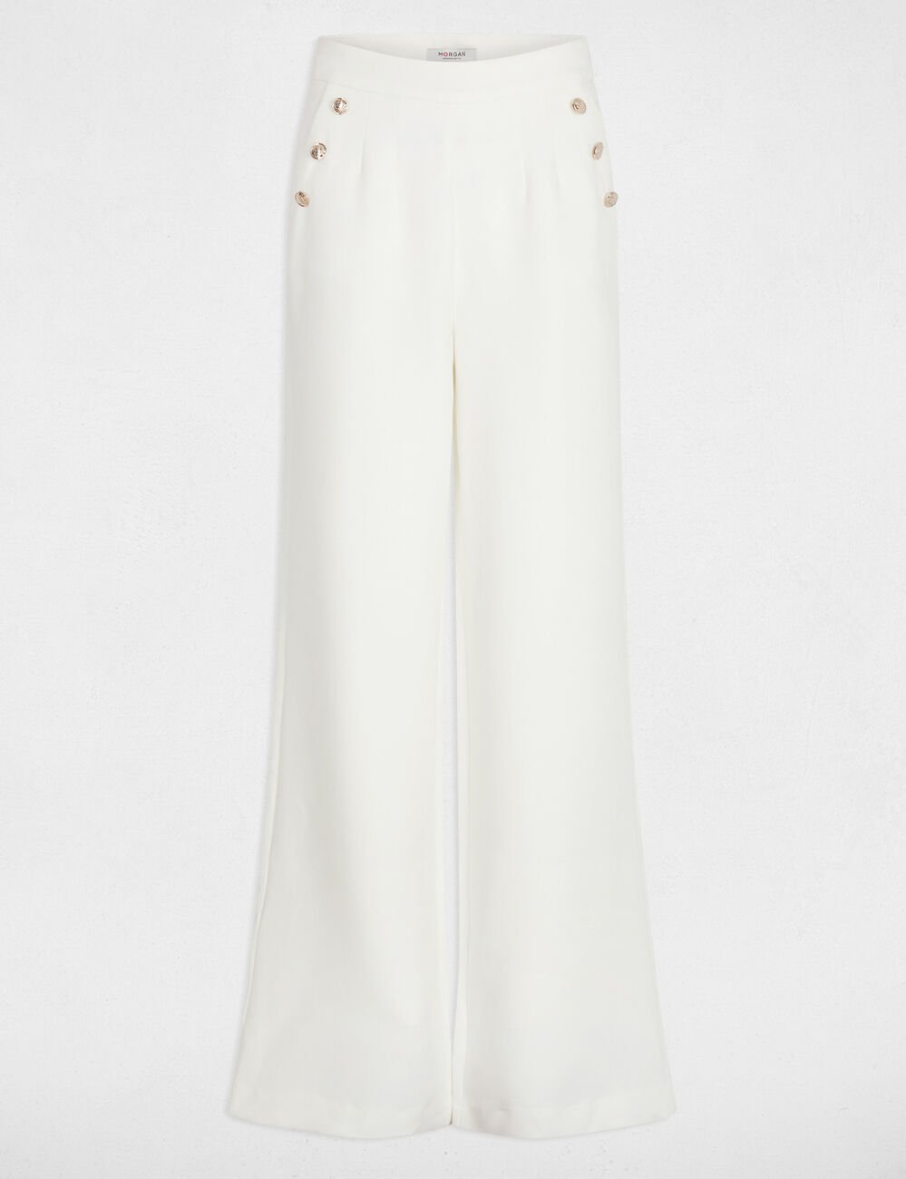 Wide leg trousers with buttons white women