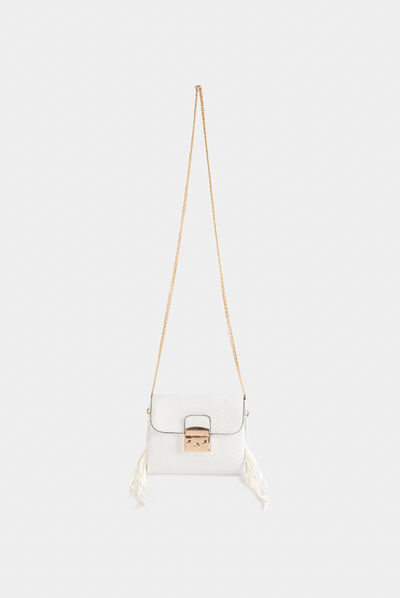 Clutch bag with snake effect white ladies'