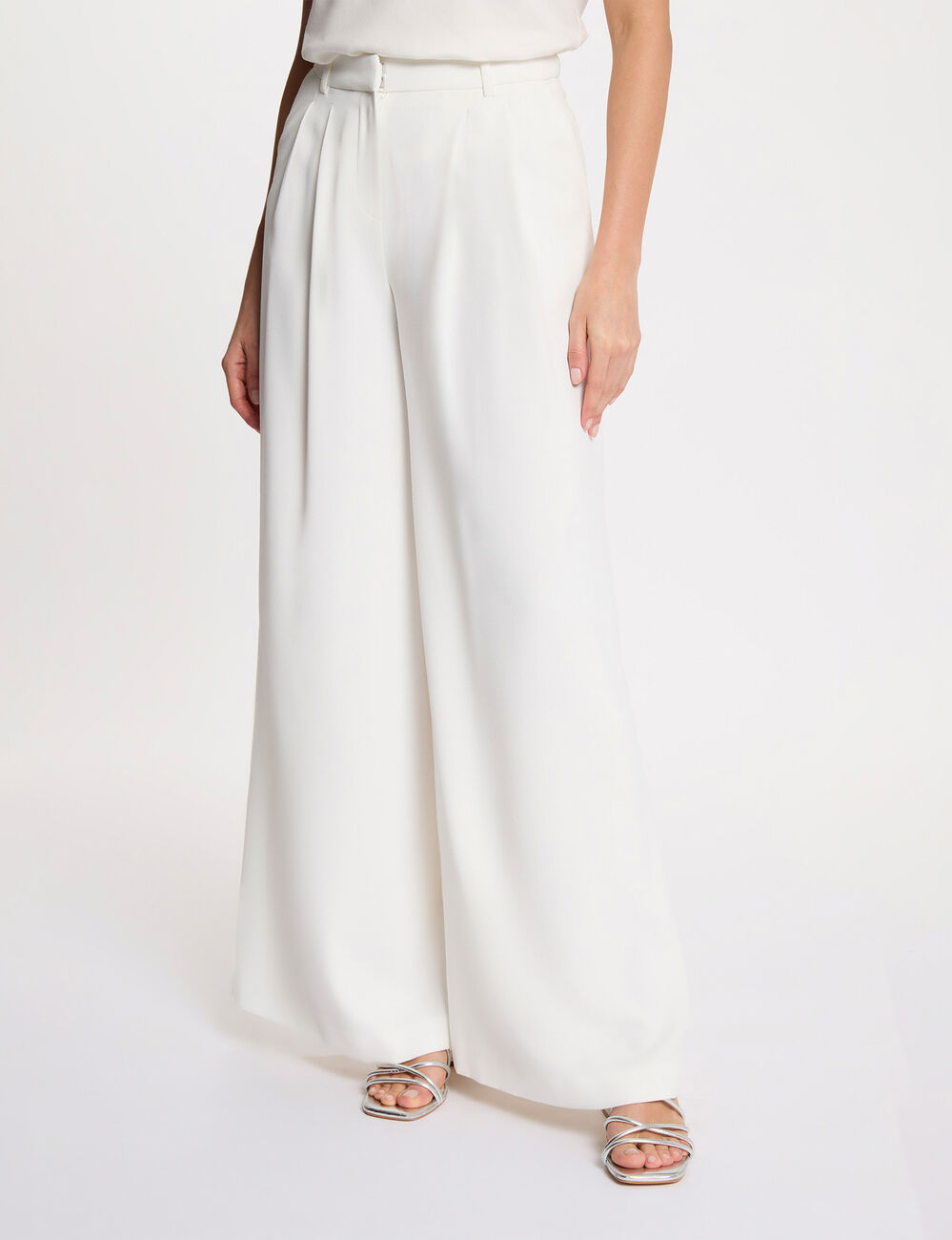 Flowy wide-leg trousers white women