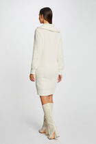 Straight jumper dress zipped-rollneck ivory women