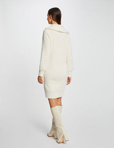 Straight jumper dress zipped-rollneck ivory ladies'