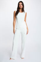 Sleeveless round neck t-shirt white women