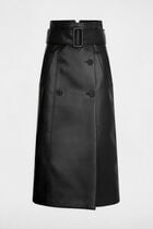Jupe longue simili cuir noir femme