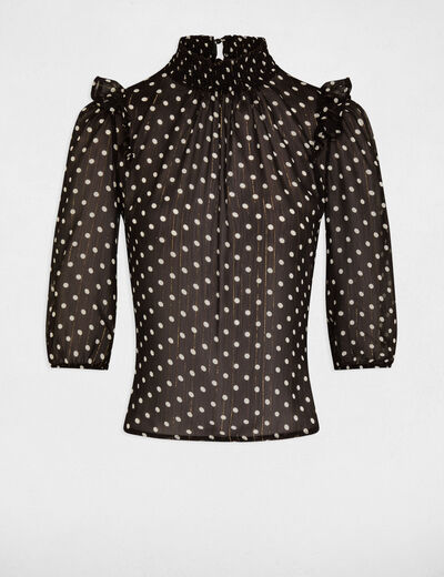 Printed blouse high collar multico ladies'