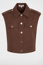 Sleeveless cropped jacket dark brown women