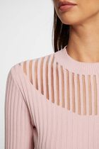 Long-sleeved jumper with high collar light pink women