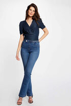 Straight jeans with braided details denim stone women