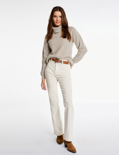 Long-sleeved jumper with turtleneck light beige ladies'