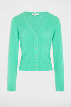 Long-sleeved cardigan openwork details mint green women