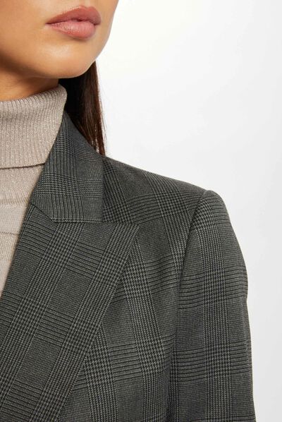 Checked waisted jacket anthracite grey ladies'
