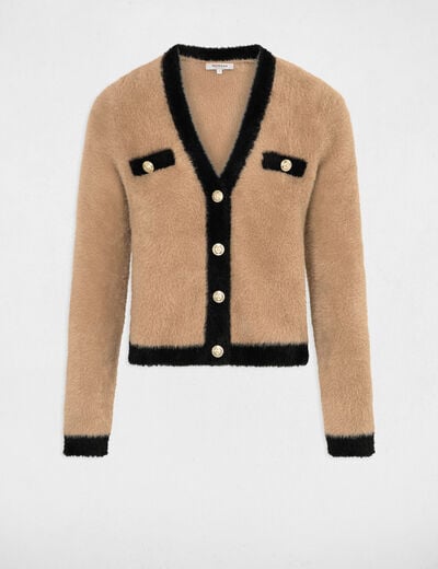 Jumper with fluffy knit camel women