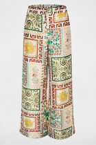 Pantalon large taille haute multicolore femme