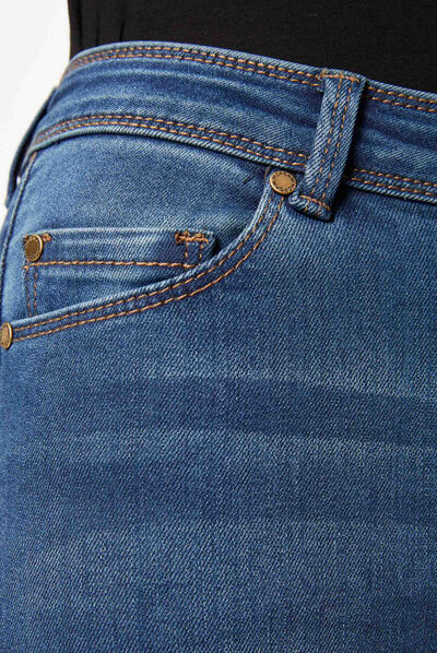 Slim-fit stretch-fabric 7/8 jeans stone denim ladies'