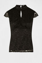 Short-sleeved t-shirt with lace black women