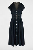 Mid-length denim dress blue women