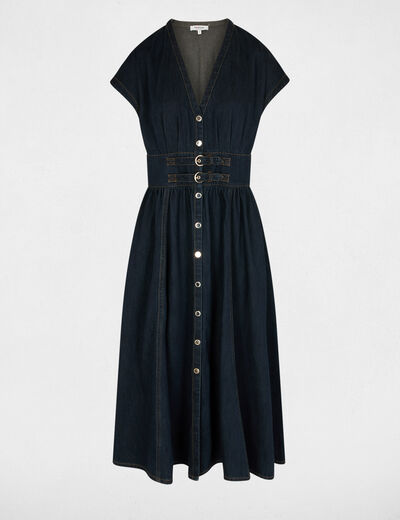 Mid-length denim dress blue women