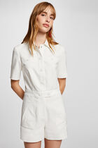 Buttoned fitted playsuit ecru women