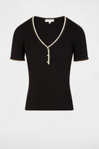 Short-sleeved ribbed jumper black women
