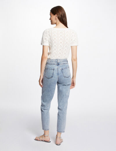 Cropped regular belted jeans jean bleached ladies'