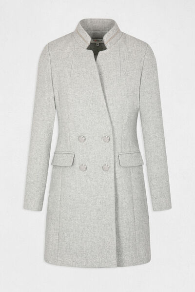 Buttoned waisted coat light grey ladies'