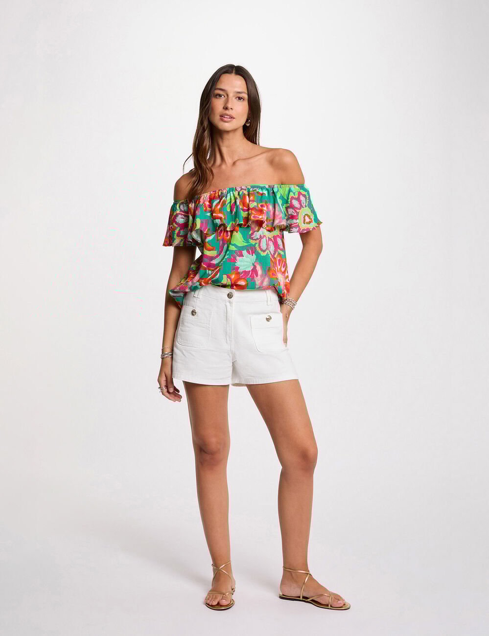 Printed sleeveless top multicolor women