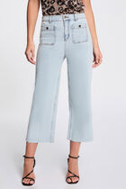 Cropped wide leg trousers bleach denim women