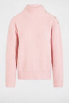 Long-sleeved jumper with buttons light pink women
