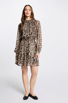 Robe courte droite imprimée multicolore femme