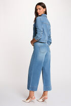 Wide-leg high-waisted jeans denim stone women