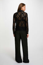 Lace shirt with a notched collar black women
