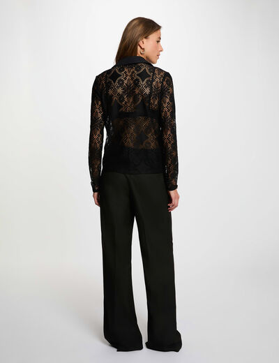 Lace shirt with a notched collar black women