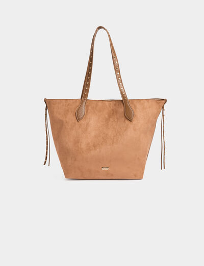 Suede tote bag beige women