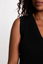 Sleeveless V-neck cardigan black women