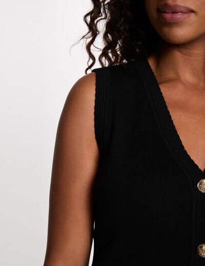 Sleeveless V-neck cardigan black women