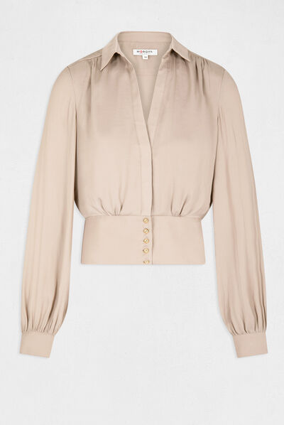 Long-sleeved blouse taupe ladies'