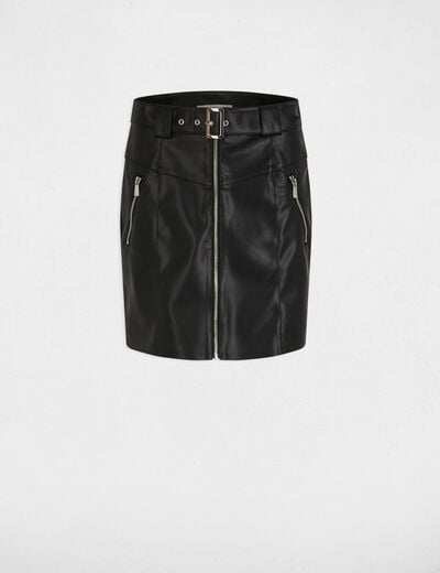 Faux leather mini skirt black women