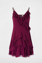 Short dress with V-neck plum women