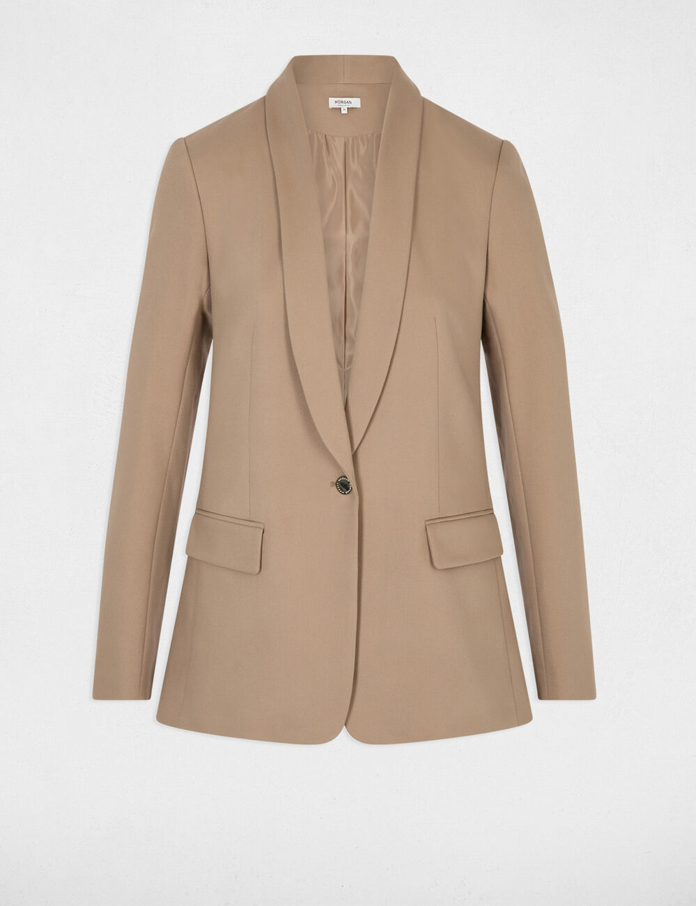 Short jacket shawl collar taupe women