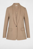 Short jacket shawl collar taupe women