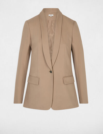 Short jacket shawl collar taupe women