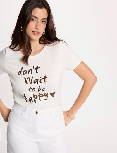 Round neck short-sleeve t-shirt white women