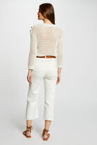 Long-sleeved openwork jumper ivory women