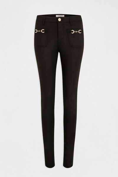 Skinny trousers with metal ornaments black ladies'