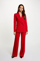 High-waisted straight trousers red women