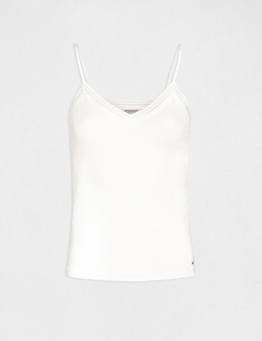 Vest top thin straps with lace strips ivory women