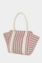 Striped tote bag ivory women