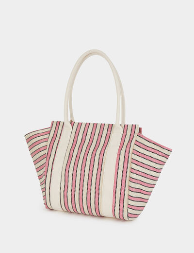 Striped tote bag ivory women