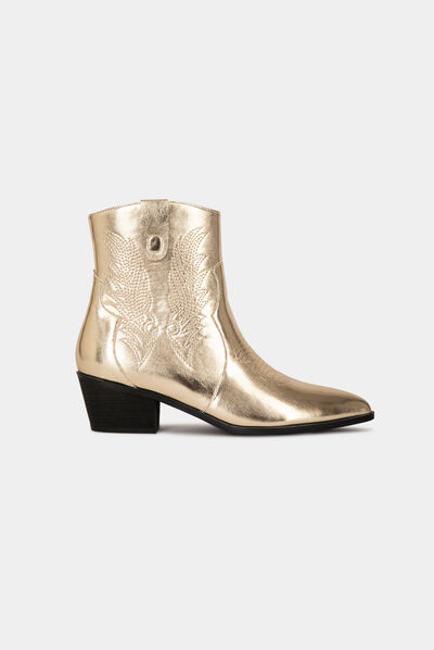 Metallised boots with heels gold ladies'