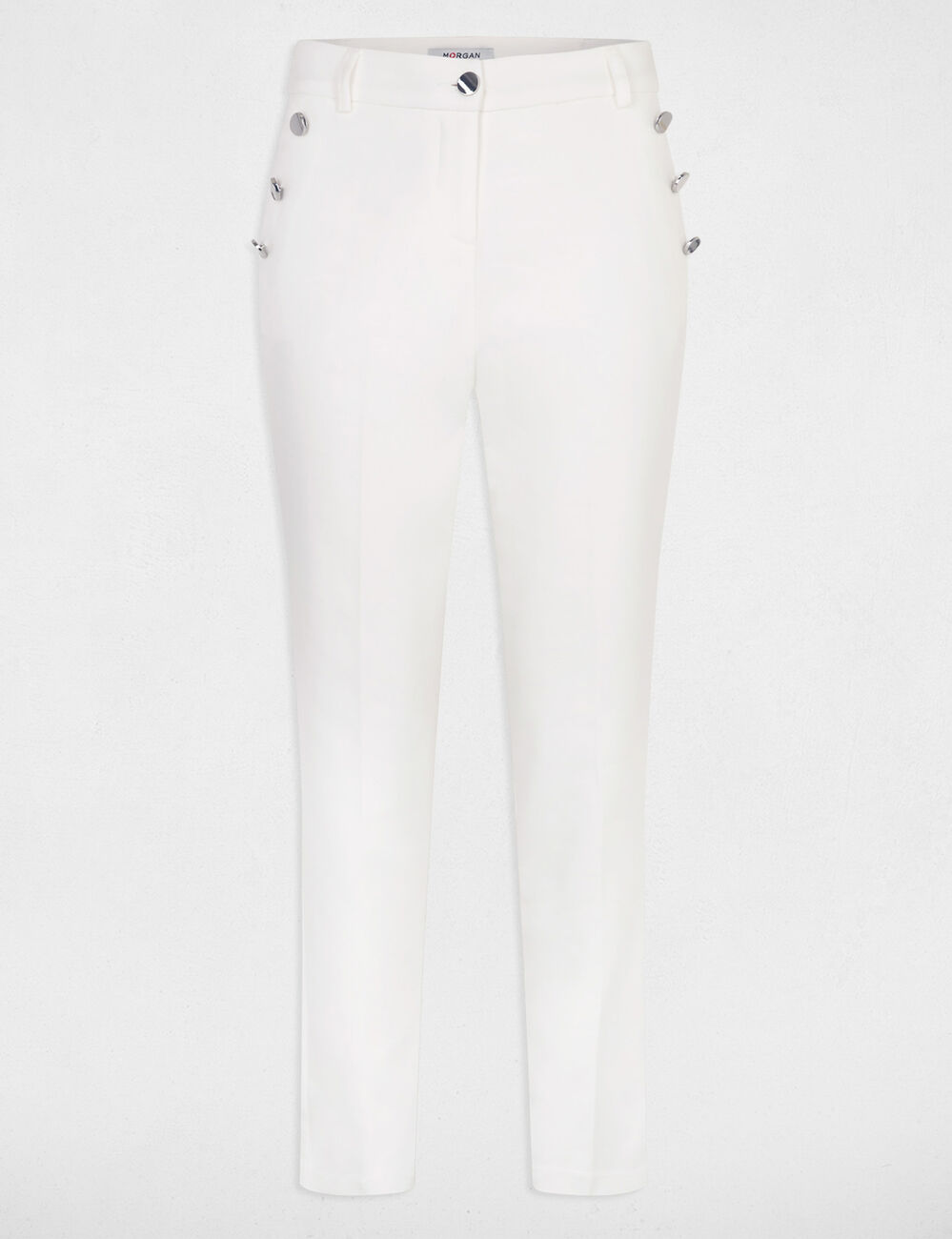 Cropped fitted trousers ecru women
