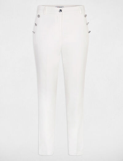 Cropped fitted trousers ecru women